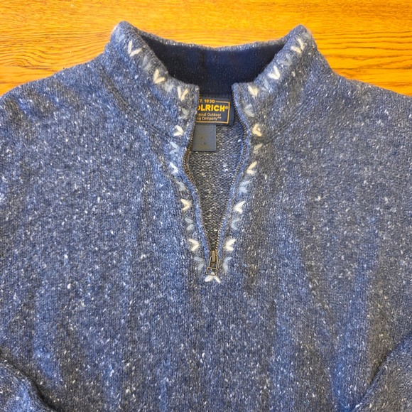 Woolrich Women's M Blue Heather 1/4 Zip Sweater Embroidered Cottage Core Cozy - Picture 15 of 15